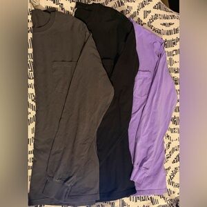 Long Sleeve Tee with Pocket Tee bundle - Gray, Black & Purple